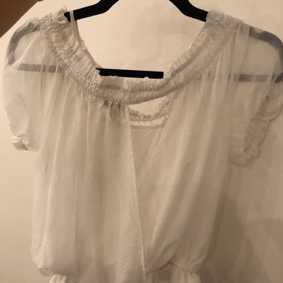 Guess White chiffon off shoulder women’s shirt - Picture 2 of 2